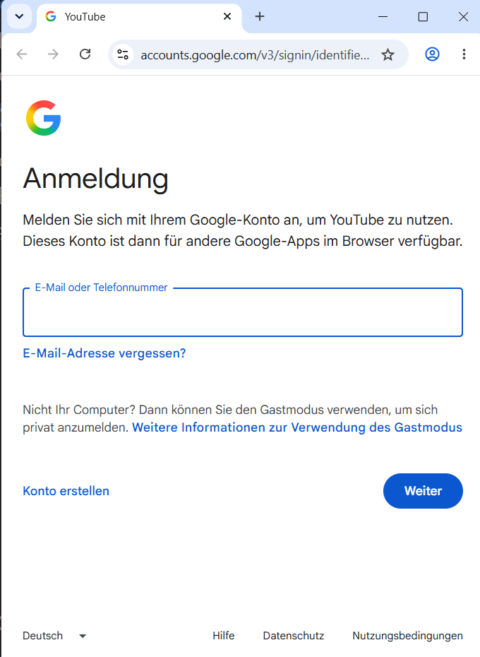 Chrome showing the Google sign-in page that the Companion opens.